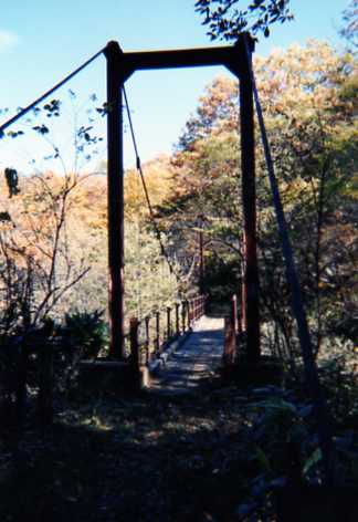 谷沢川に架かる吊り橋